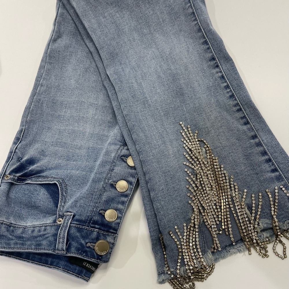 Forever 21 Light Blue Jeans with Silver Accents